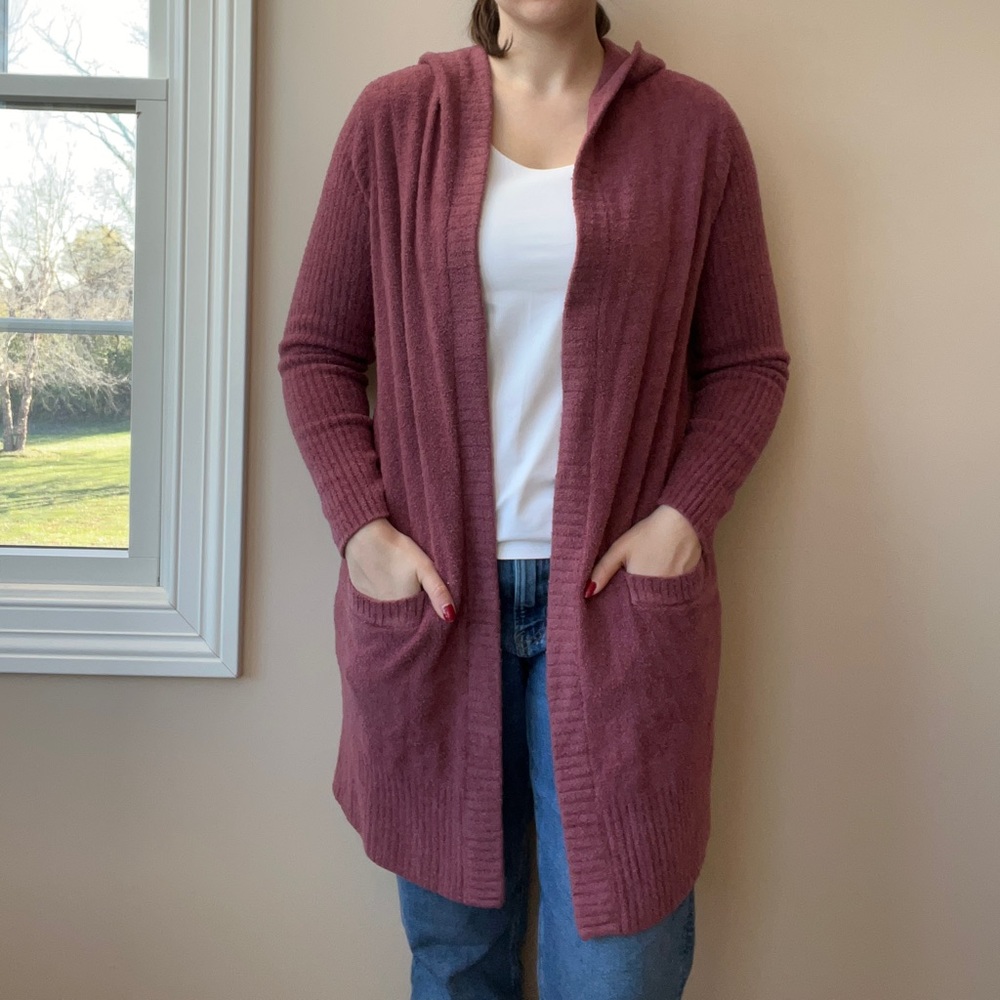Barefoot Dreams Hooded Mauve Cardigan | CozyChic Lite